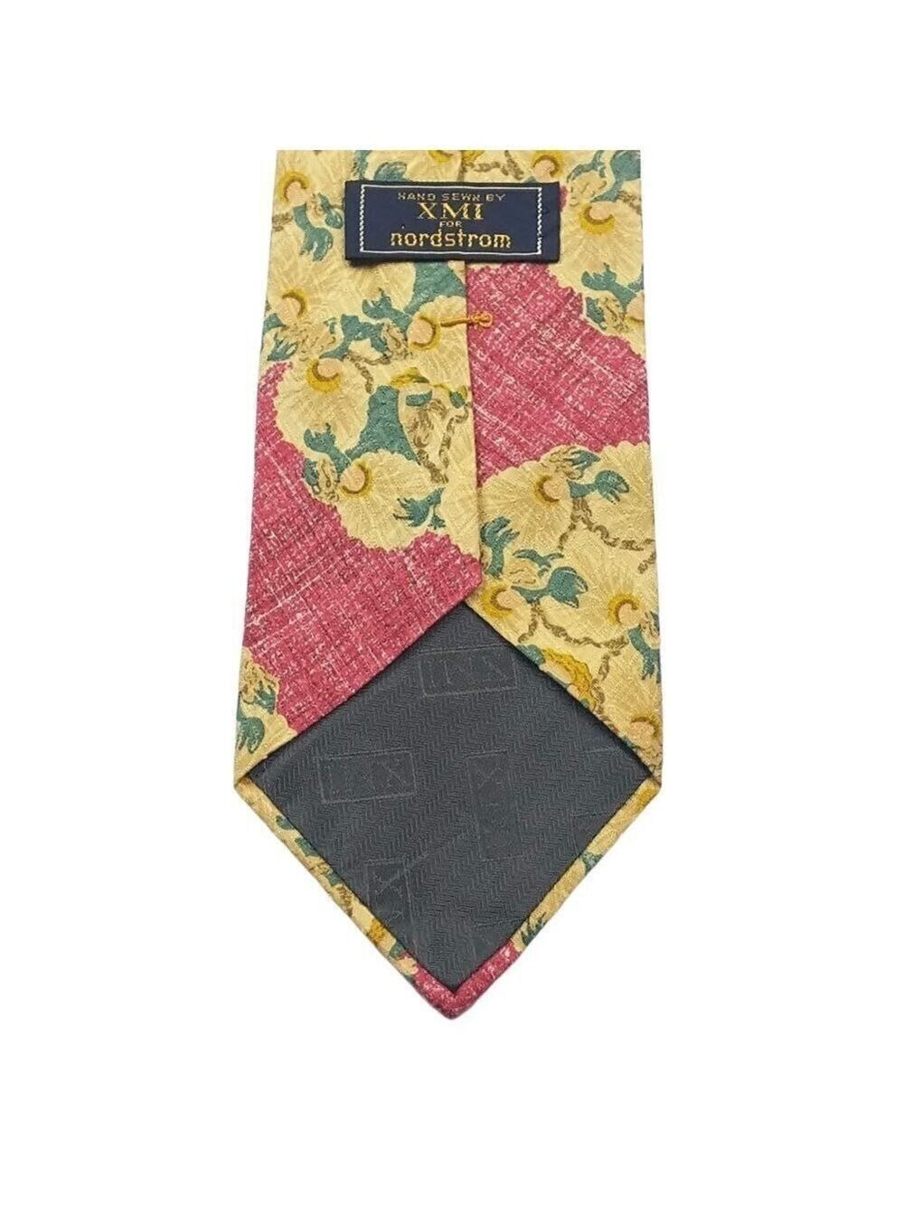 XMI For Nordstrom Silk Floral Tie Green Gold Red - Picture 6 of 7